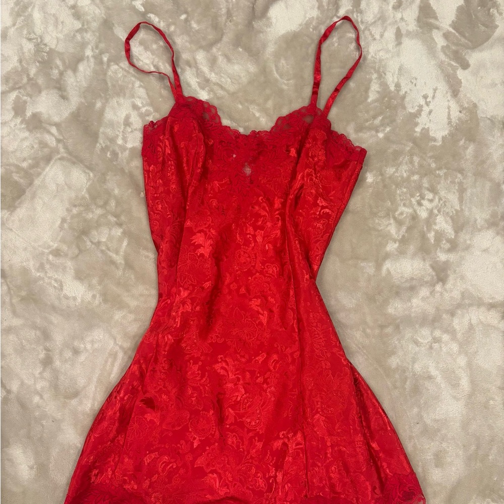 Victoria's Secret Vibrant Red Lace Slip